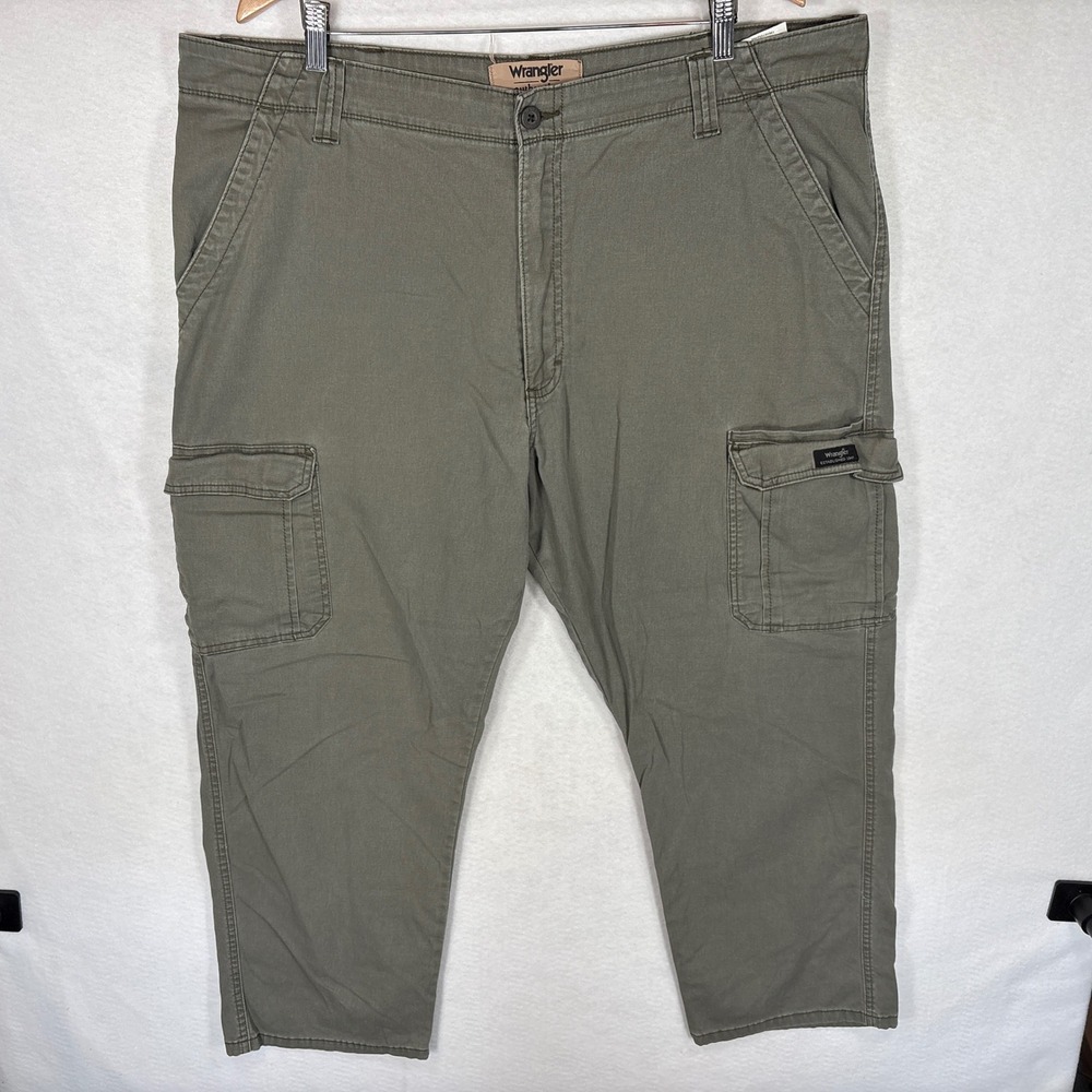 Wrangler Authentics Mens Cargo Pants 42x29 Olive Green Straight Leg 112336296